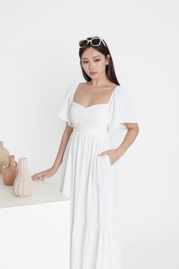 (PREORDER) *TPZ* DIARA DROP HEM SLEEVES MAXI DRESS 2.0 IN WHITE