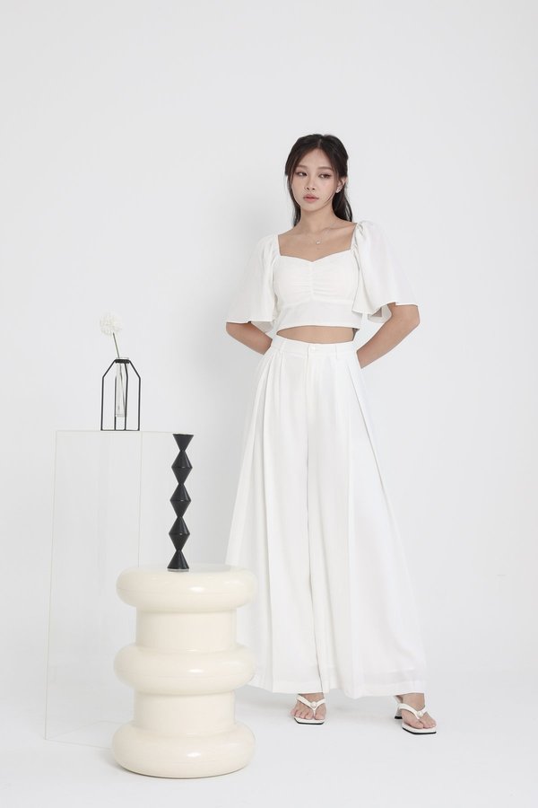 (PREORDER) *TPZ* DYNASTY FLUTTER SLEEVES TOP 4.0 IN WHITE