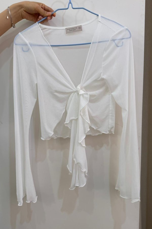 (PREORDER) *TPZ LUXE MESH* FAIRY CARDIGAN IN WHITE