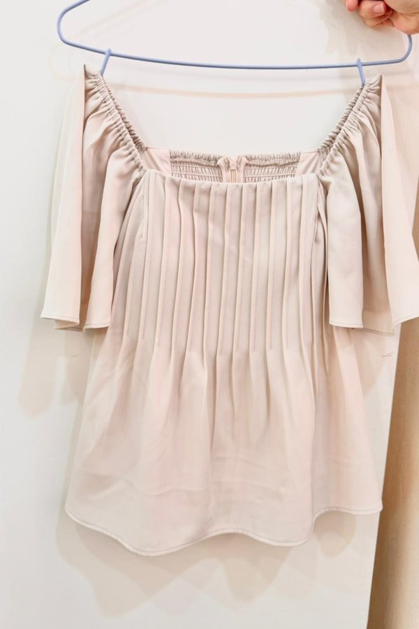 (PREORDER) *TPZ* HESTER FLUTTER SLEEVES TOP IN IVORY PEARL