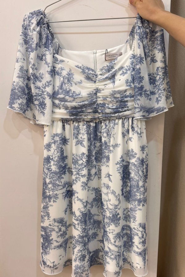 (PREORDER) *TPZ LUXE MESH* MINI DIARA FLUTTER SLEEVES 2.0 IN TOILE DE ROMANCE FROSTED BLUE