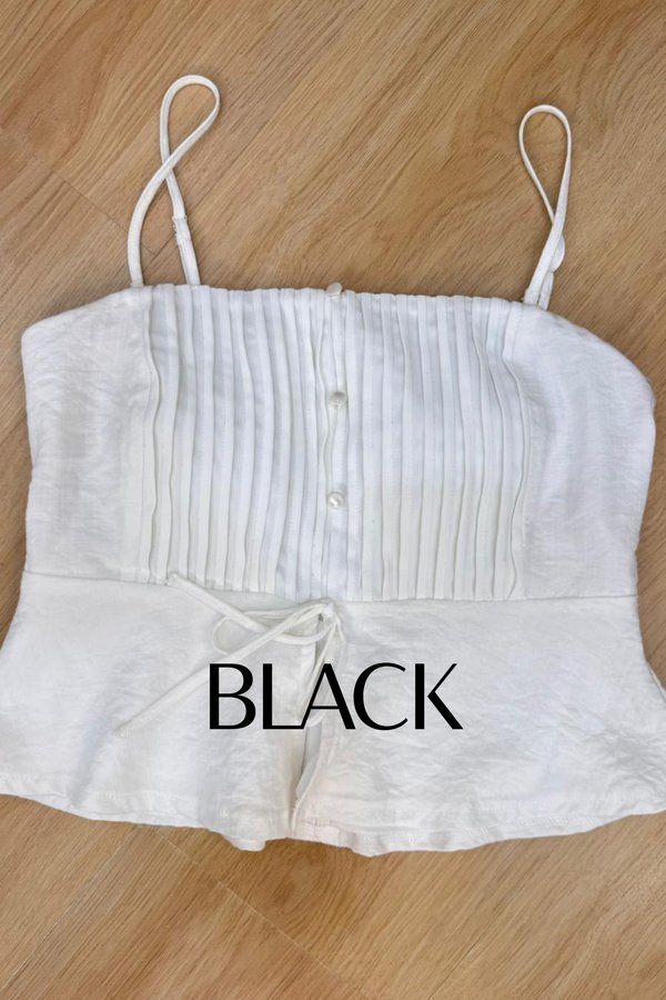 (PREORDER) *TPZ* PEBBLE LINEN TOP IN BLACK