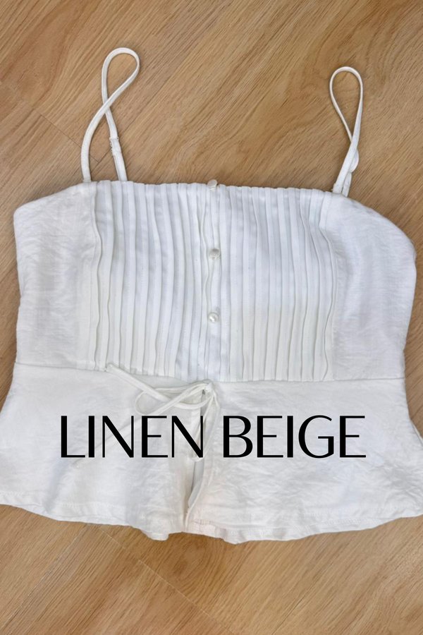 (PREORDER) *TPZ* PEBBLE LINEN TOP IN LINEN BEIGE
