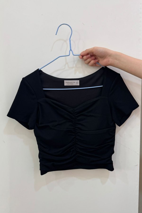 (PREORDER) *TPZ* PERFECT RUCHED SWEETHEART BASIC TOP 2.0 IN BLACK