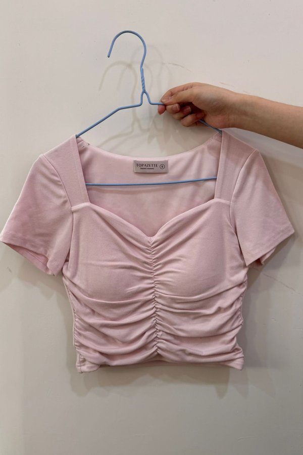 (PREORDER) *TPZ* PERFECT RUCHED SWEETHEART BASIC TOP 2.0 IN ICE PINK