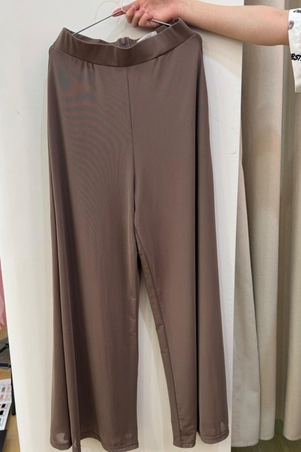 (PREORDER) *TPZ LUXE MESH* STELLA HIGH WAISTED FLOWY MESH PANTS (PETITE) IN COFFEE