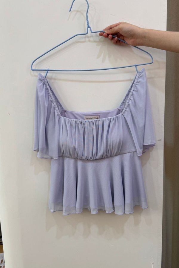 (PREORDER) *TPZ LUXE MESH* WHISPER MESH FLUTTER SLEEVES BABYDOLL TOP 2.0 IN LAVENDER MIST