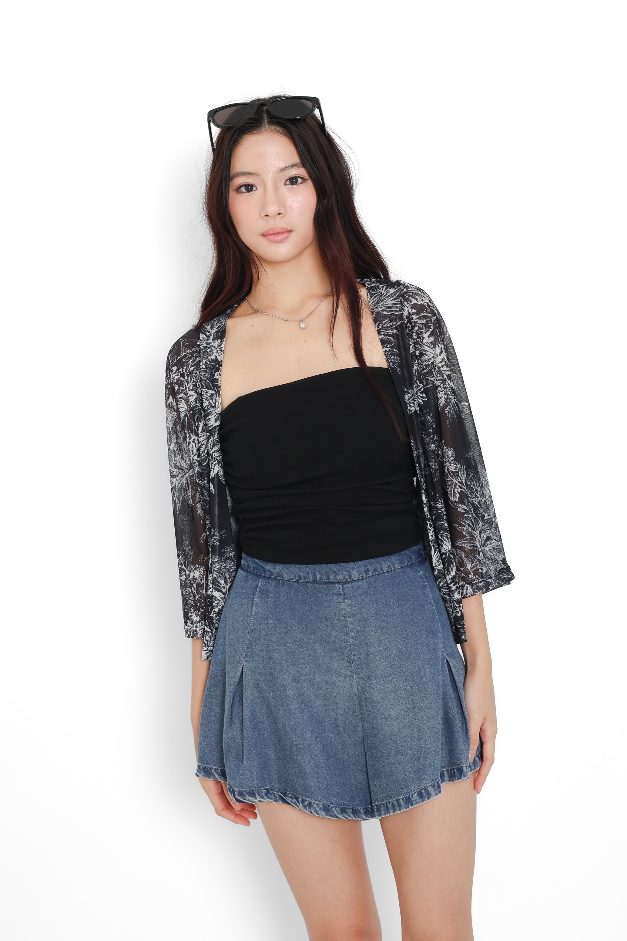 MADE] KINNY SET - Layered Crop Long Sleeve T-shirt - BLACKUP