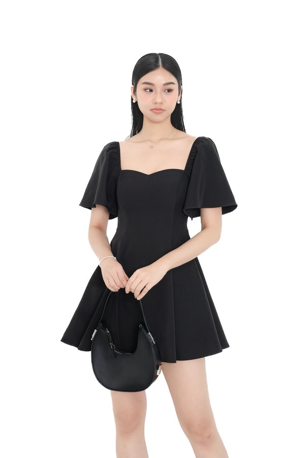 *TPZ* ERIA SWEETHEART FLUTTER DRESS IN BLACK