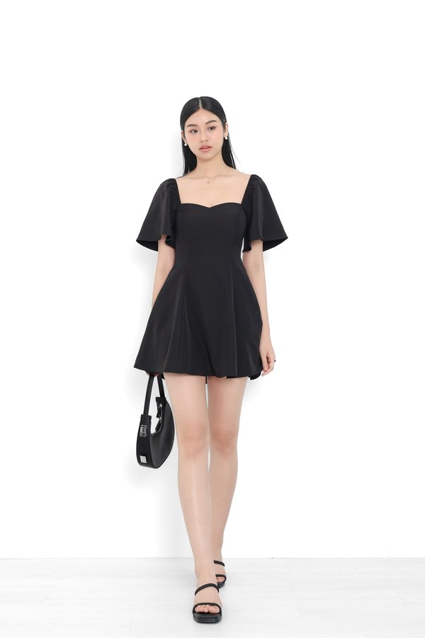 *TPZ* ERIA SWEETHEART FLUTTER DRESS IN BLACK