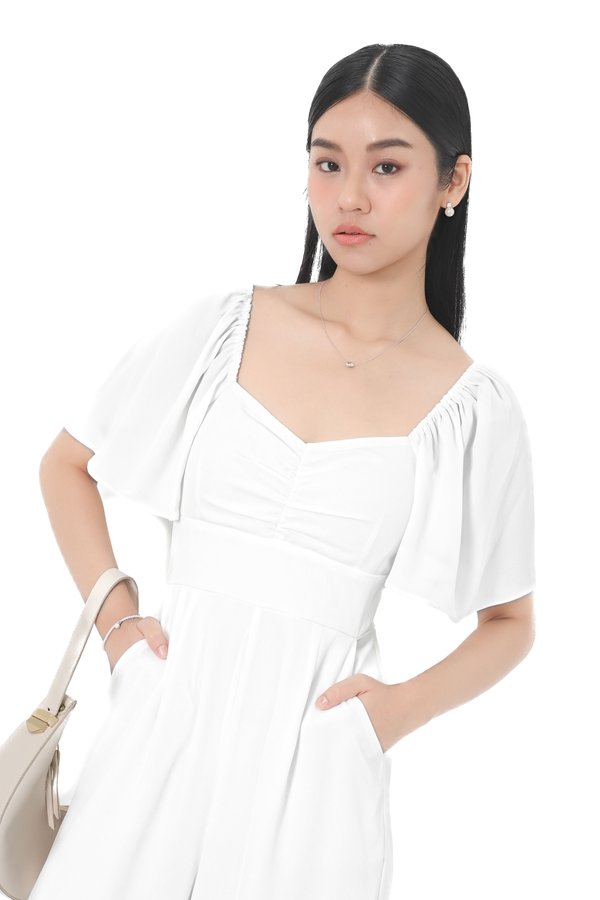 *TPZ* DYNASTY FLUTTER SLEEVES JUMPSUIT (REGULAR) IN WHITE