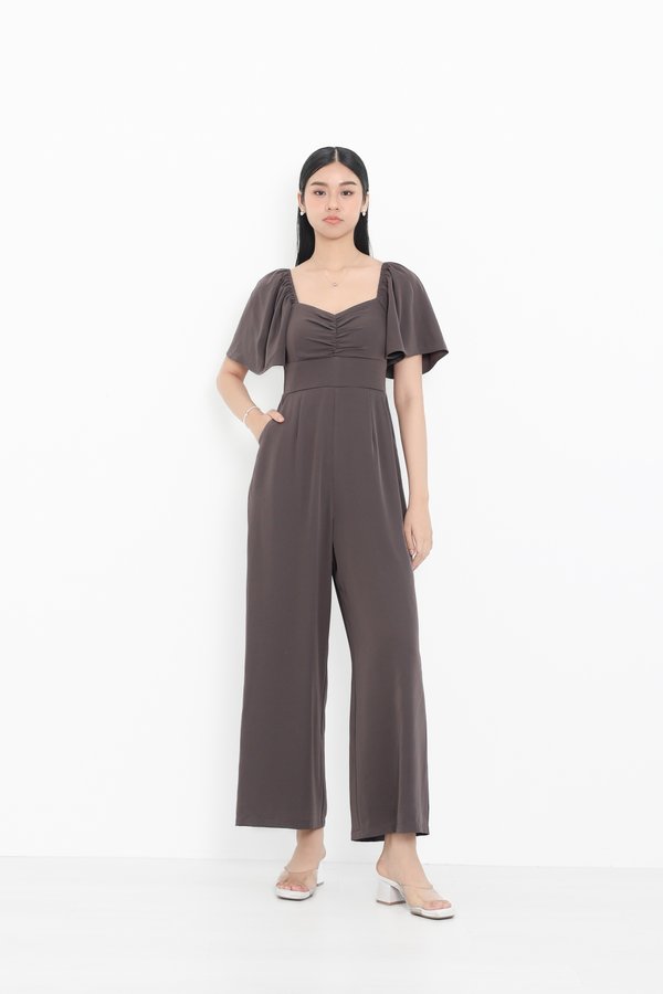 *TPZ* DYNASTY FLUTTER SLEEVES JUMPSUIT (REGULAR) IN GUNMETAL LAVENDER