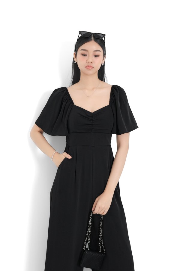 *TPZ* DYNASTY FLUTTER SLEEVES JUMPSUIT (REGULAR) IN BLACK
