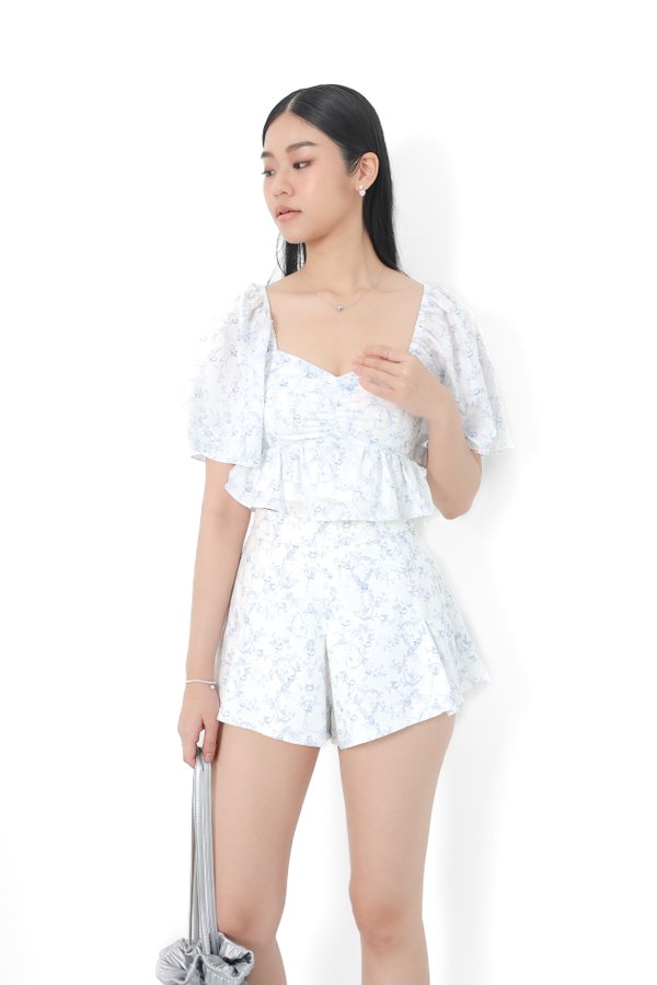 (PREORDER) *TPZ* FORTUNA HIGH WAISTED SHORTS (REGULAR) IN TOILE DE RIBBON BABY BLUE