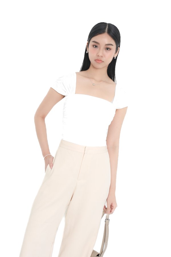 *TPZ* ROSA HIGH WAISTED PANTS (PETITE) IN CHAMPAGNE PEARL
