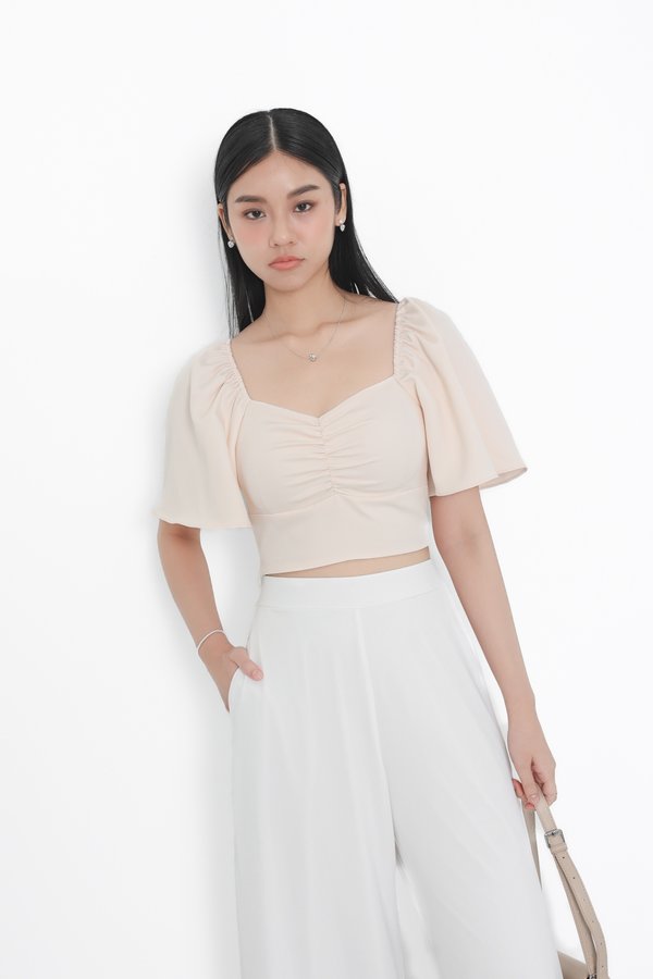 (PREORDER) *TPZ* DYNASTY FLUTTER SLEEVES TOP 4.0 IN CHAMPAGNE PEARL