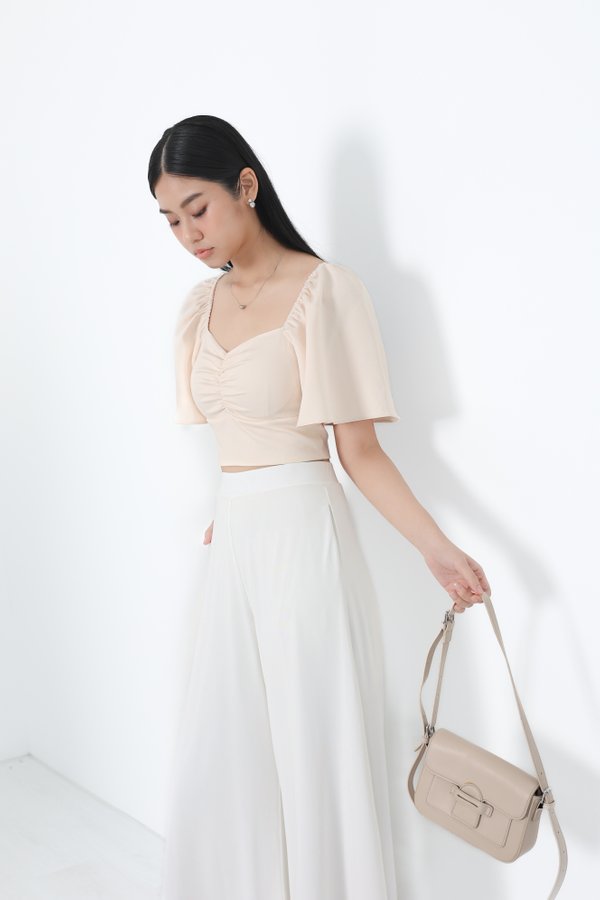 (PREORDER) *TPZ* DYNASTY FLUTTER SLEEVES TOP 4.0 IN CHAMPAGNE PEARL