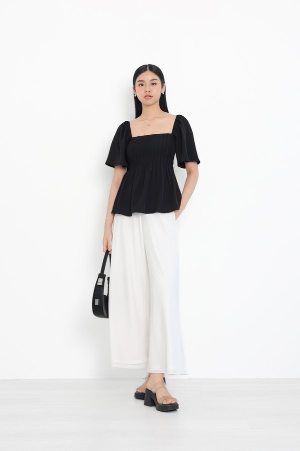 (PREORDER) *TPZ* HESTER FLUTTER SLEEVES TOP IN BLACK