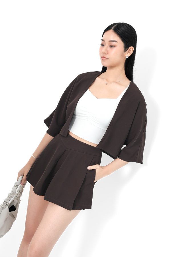 *TPZ* HEYLA HIGH WAISTED CONTOURED SHORTS IN FRIGGIN' BROWN