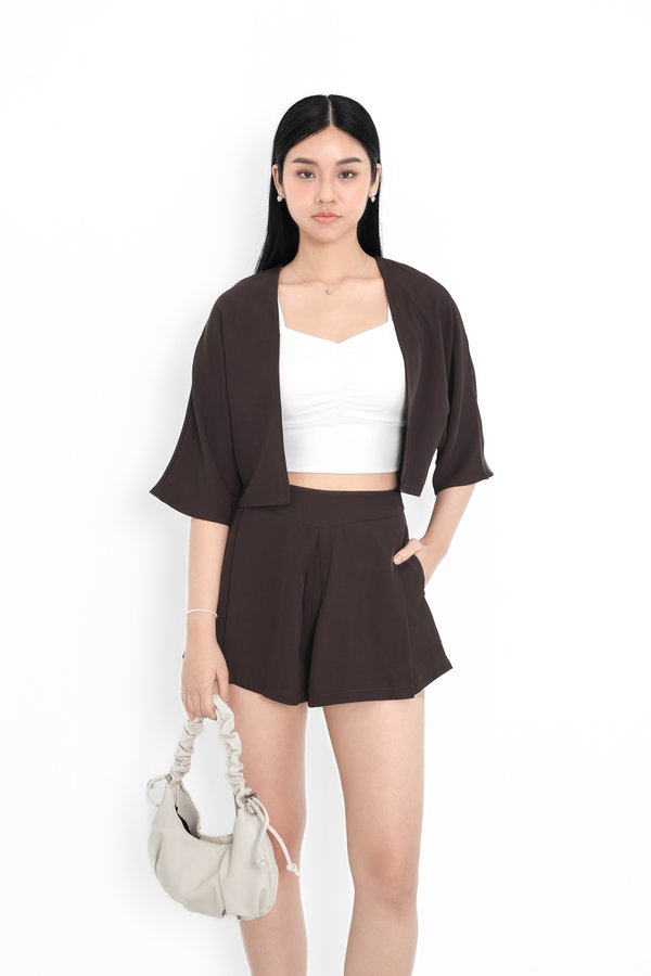 *TPZ* HEYLA HIGH WAISTED CONTOURED SHORTS IN FRIGGIN' BROWN