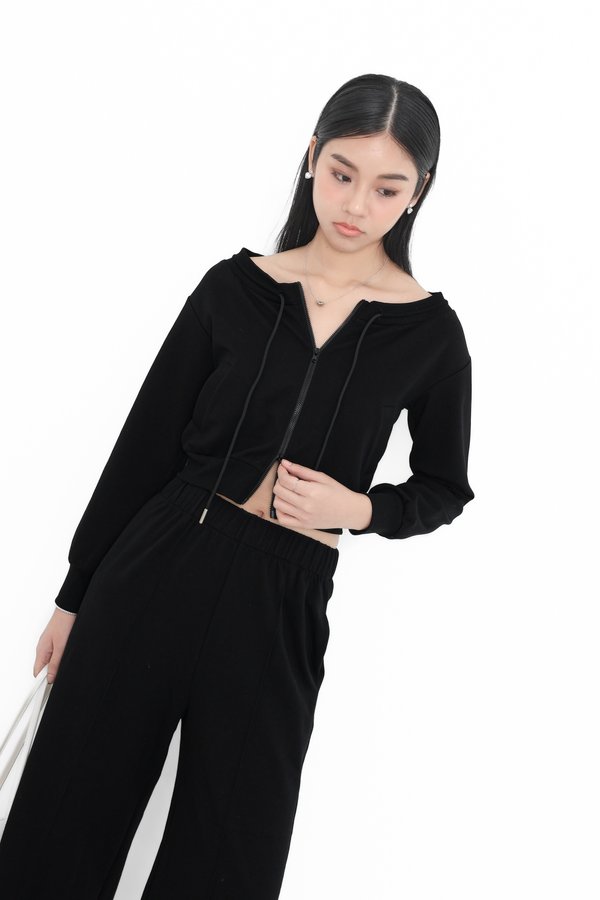 *TPZ* BIZ LOUNGE DOUBLE ZIPPER TOP/ JACKET IN BLACK