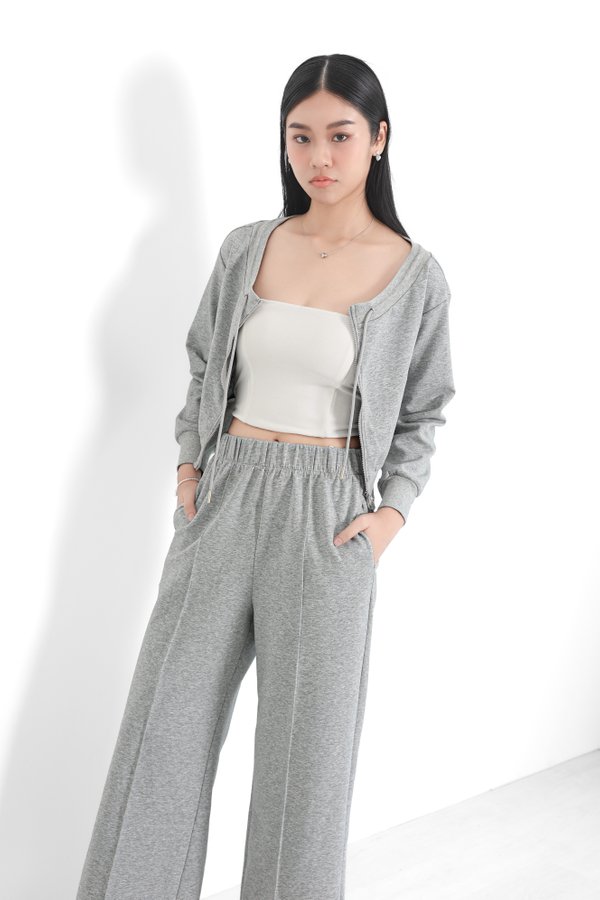 *TPZ* BIZ LOUNGE DOUBLE ZIPPER TOP/JACKET IN TEXTURED GREY