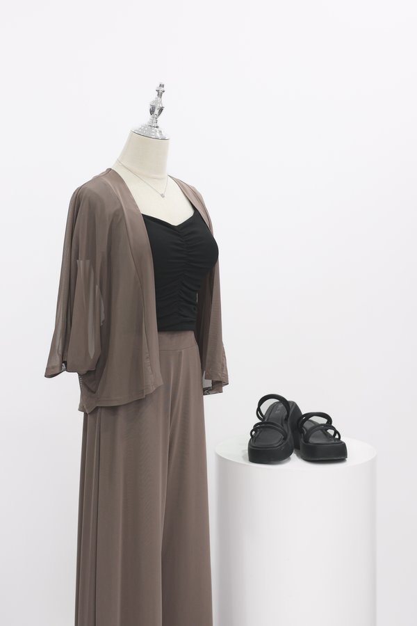 *TPZ LUXE MESH* ALL DAY MESH KIMONO IN COFFEE