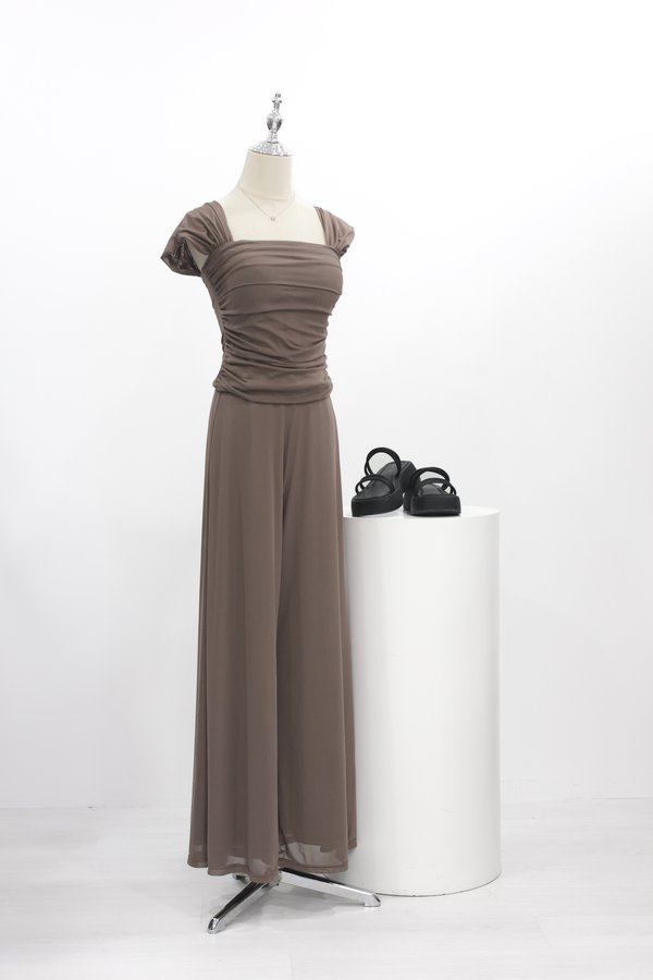 *TPZ LUXE MESH* STELLA HIGH WAISTED FLOWY MESH PANTS (REGULAR) IN COFFEE