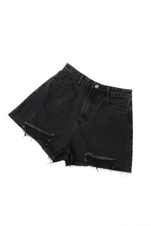 *TPZ* THE DENIM RIPPED SHORTS 2.0 IN GREY BLACK WASH
