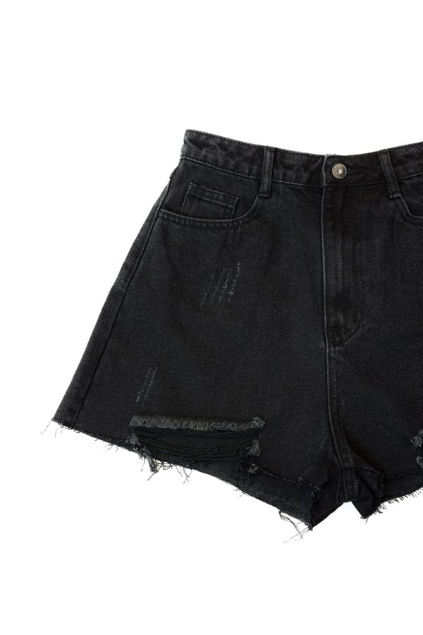 *TPZ* THE DENIM RIPPED SHORTS 2.0 IN GREY BLACK WASH