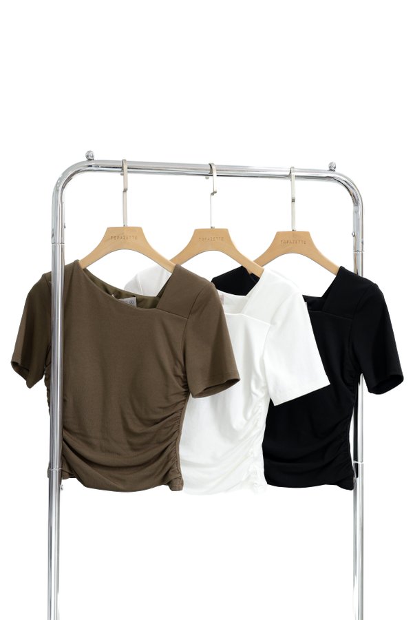 *TPZ* PERFECT CUT RUCHED TOP (REGULAR) IN WHITE