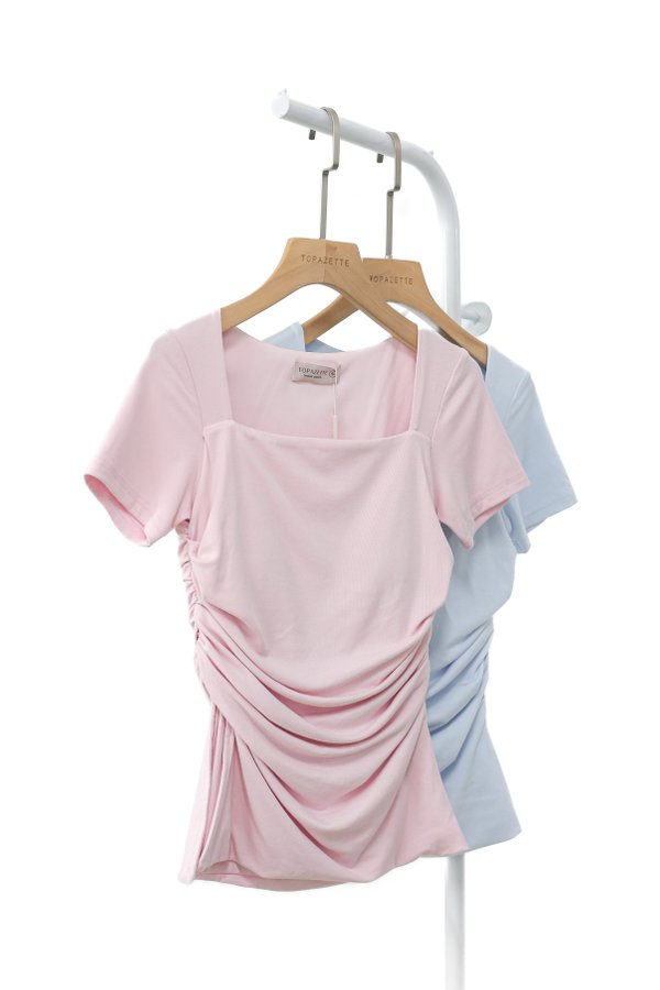 *TPZ* PERFECT BASIC RUCHED SLIT TOP 2.0 IN ICE PINK