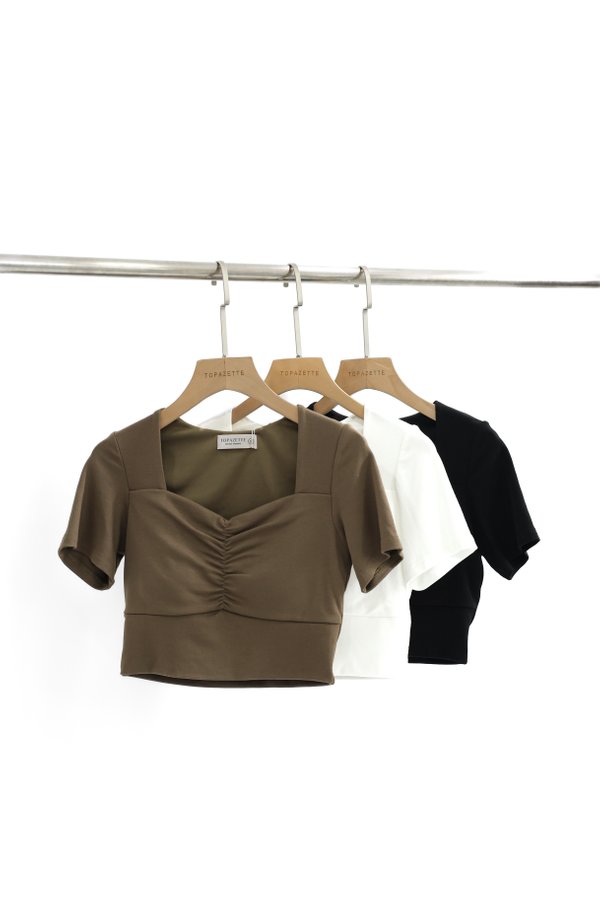 *TPZ* PERFECT DIAMOND NECK TOP IN OLIVE BROWN