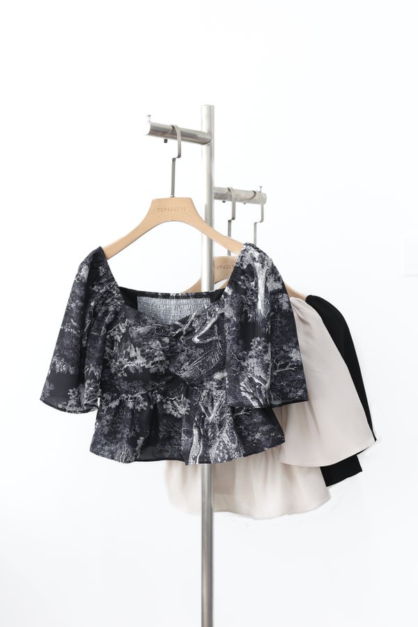 (PO ETA: MID JULY) *TPZ* CLOVER BABY PEPLUM FLUTTER TOP 2.0 IN TOILE DE SECRET DEEP NAVY