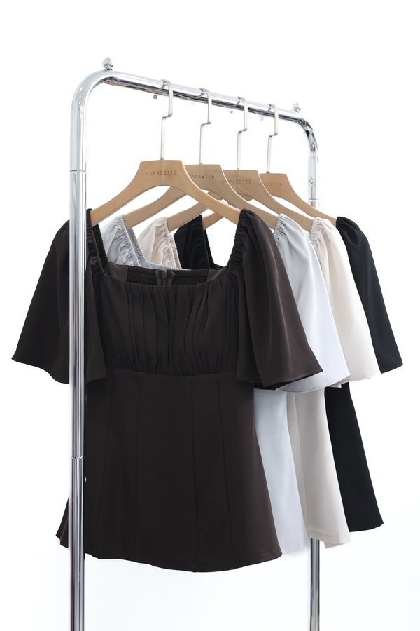 (PO ETA: MID JULY) *TPZ* JACE FLUTTER SLEEVES LONGLINE TOP IN FRIGGIN' BROWN