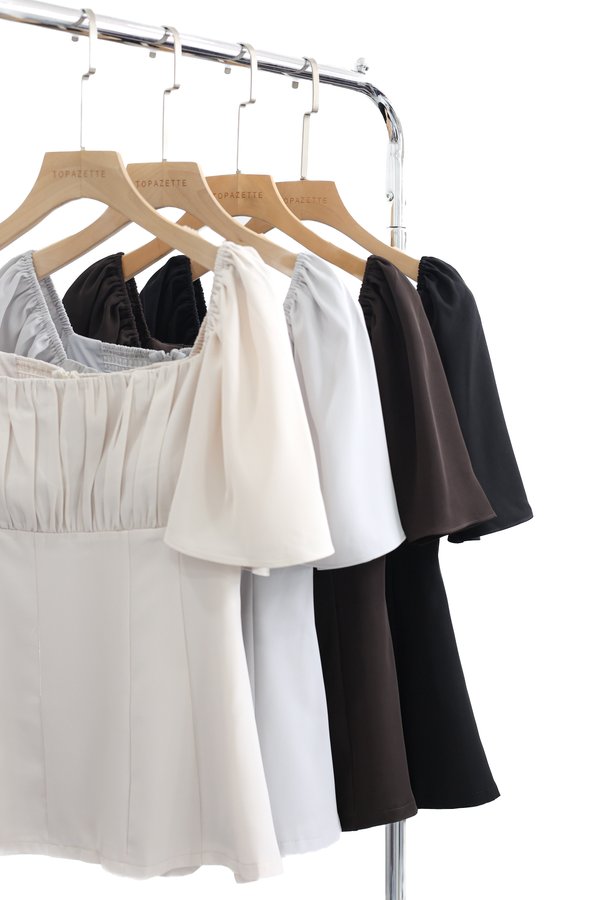 (PO ETA: MID JULY) *TPZ* JACE FLUTTER SLEEVES LONGLINE TOP IN IVORY PEARL