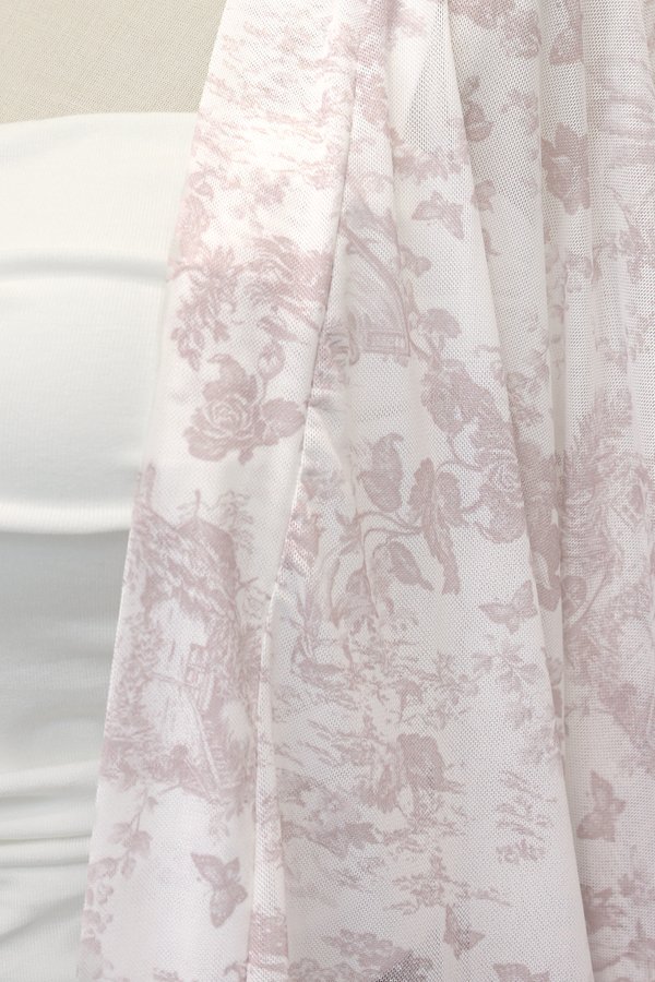 (PREORDER) *TPZ LUXE MESH* ALL DAY MESH KIMONO IN TOILE DE ROMANCE SOFT PINK