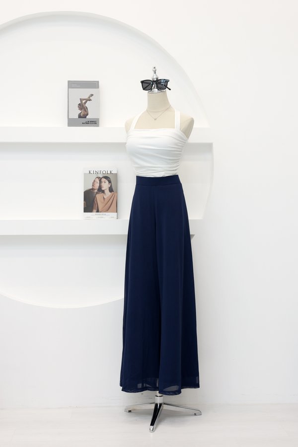 (PREORDER) *TPZ LUXE MESH* STELLA HIGH WAISTED FLOWY MESH PANTS (PETITE) IN NAVY