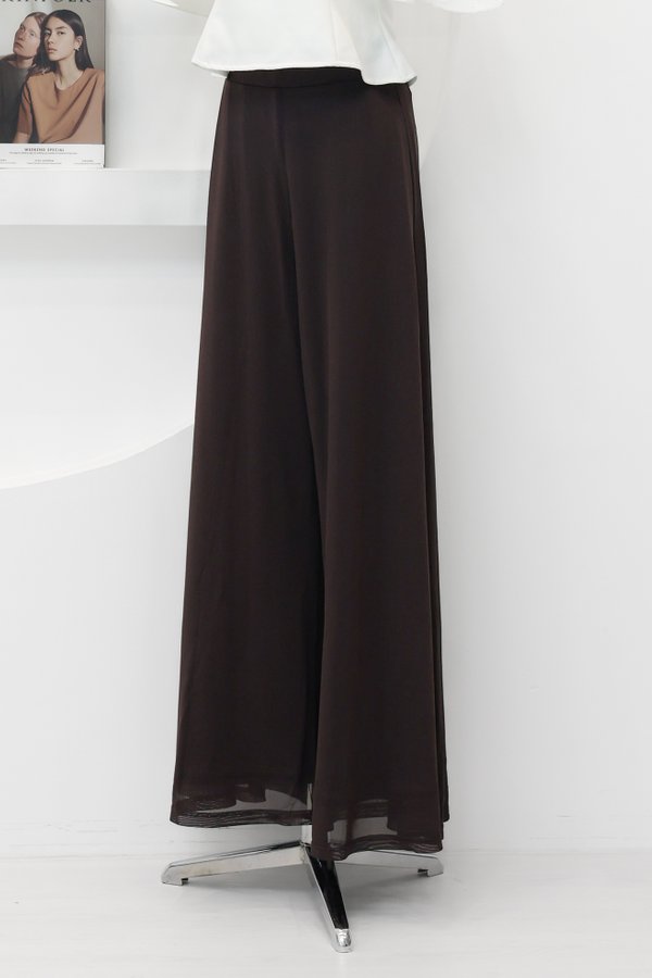 (PREORDER) *TPZ LUXE MESH* STELLA HIGH WAISTED FLOWY MESH PANTS (PETITE) IN FRIGGIN' BROWN