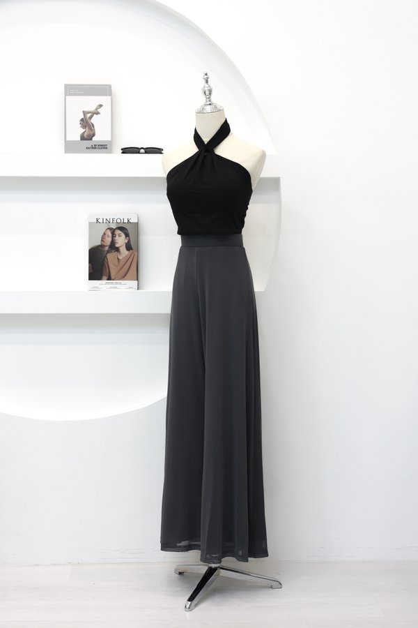 (PREORDER) *TPZ LUXE MESH* STELLA HIGH WAISTED FLOWY MESH PANTS (PETITE) IN DARK GREY