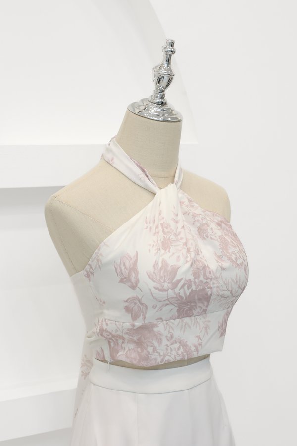 (PO ETA: MID JULY) *TPZ* ASTER HALTER RIBBON TOP IN TOILE DE FORTUNE SOFT PINK