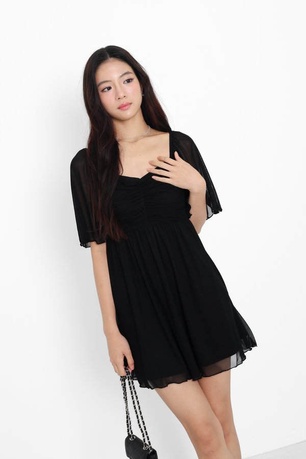 (PREORDER) *TPZ LUXE MESH* MINI DIARA FLUTTER SLEEVES 2.0 IN BLACK