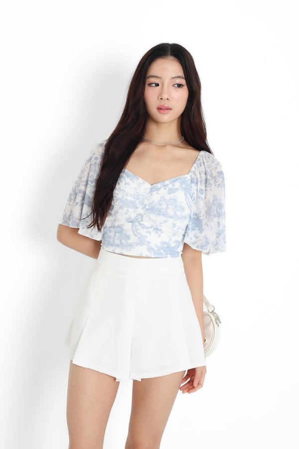 (PO ETA: MID JULY) *TPZ LUXE MESH* DYNASTY FLUTTER SLEEVES TOP 5.0 IN TOILE DE ROMANCE BABY BLUE