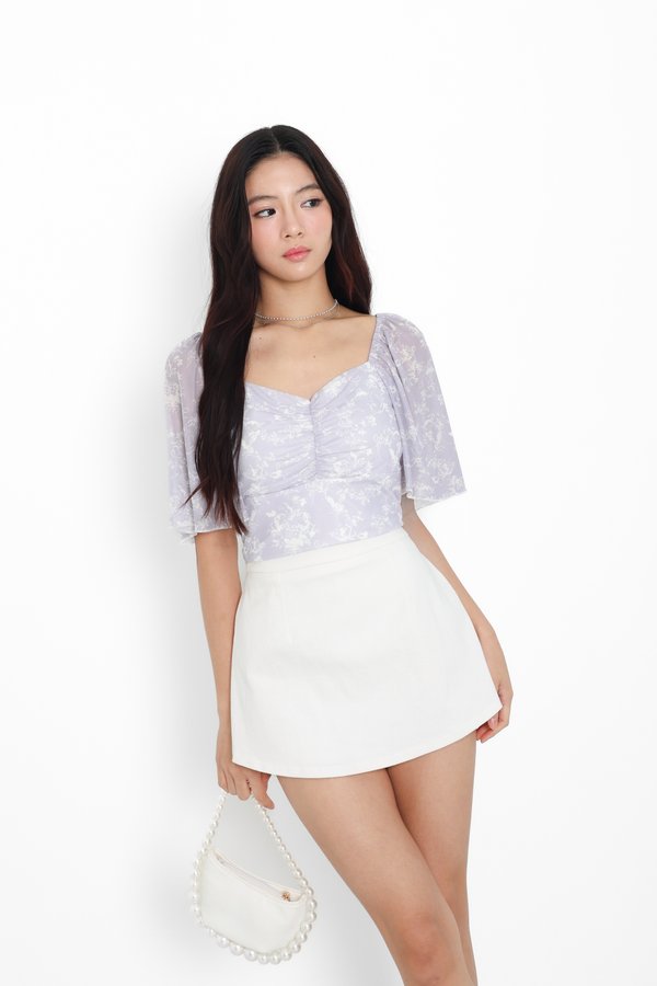 (PREORDER) *TPZ LUXE MESH* DYNASTY FLUTTER SLEEVES TOP 5.0 IN TOILE DE RIBBON LILAC