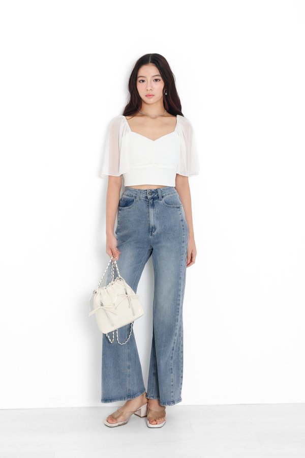 (PO ETA: MID AUG) *TPZ LUXE MESH* DYNASTY FLUTTER SLEEVES TOP 5.0 IN WHITE