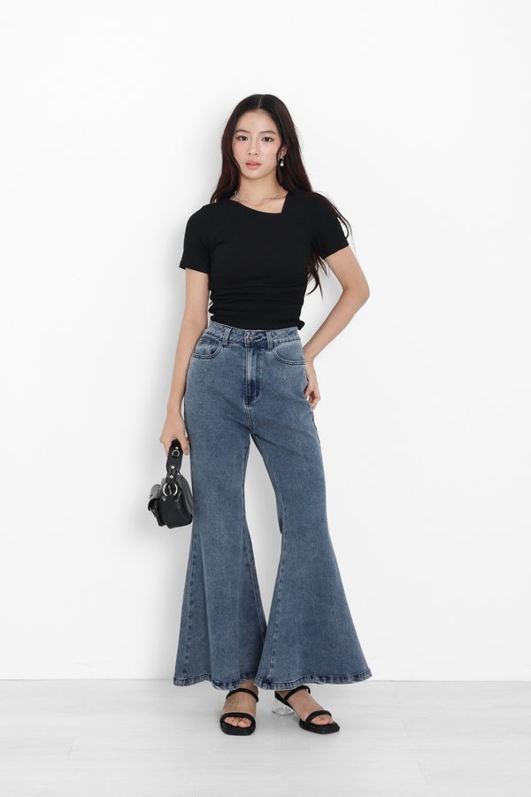 *TPZ* PERFECT CUT RUCHED TOP (REGULAR) IN BLACK