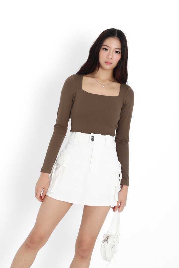 *TPZ* PERFECT HONOKA LONG SLEEVES TOP IN OLIVE BROWN