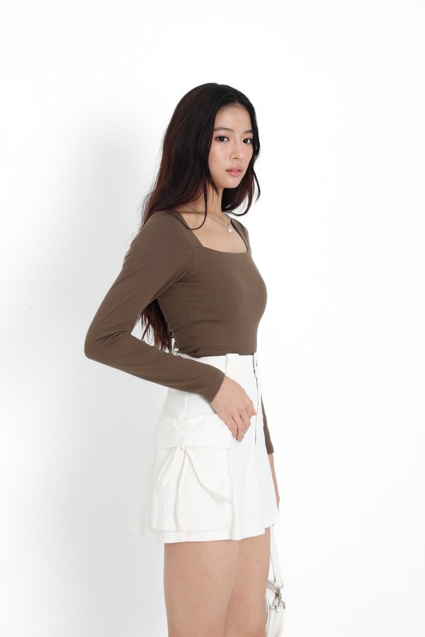 *TPZ* PERFECT HONOKA LONG SLEEVES TOP IN OLIVE BROWN