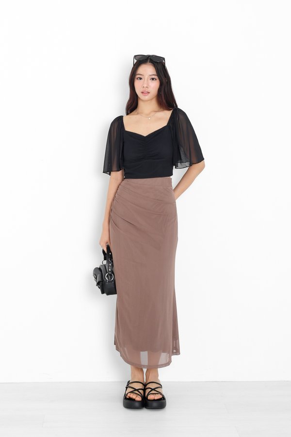 (PREORDER) *TPZ LUXE MESH* AURELIA MESH MERMAID SKIRT IN COFFEE