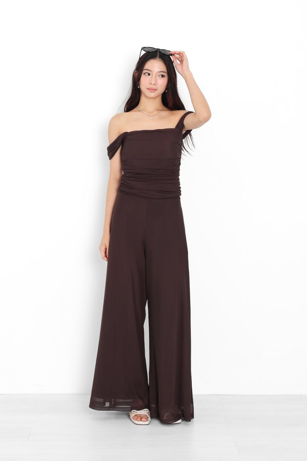 (PREORDER) *TPZ LUXE MESH* STELLA HIGH WAISTED FLOWY MESH PANTS (REGULAR) IN FRIGGIN" BROWN